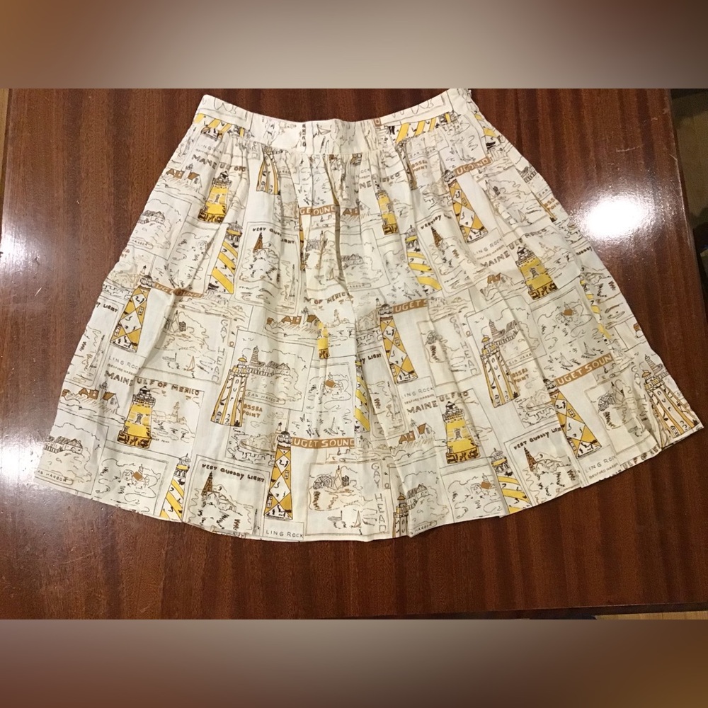 Vintage J Crew 100% Linen Lighthouse Skirt Size 6